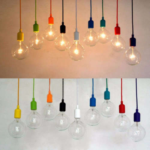 Silicone Colourful Ceiling Pendant E27 Lamp Holder DIY Ceiling. Collections are allowed