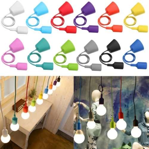 Silicone Colourful Ceiling Pendant E27 Lamp Holder DIY Ceiling. Collections are allowed