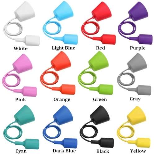Silicone Colourful Ceiling Pendant E27 Lamp Holder DIY Ceiling. Collections are allowed