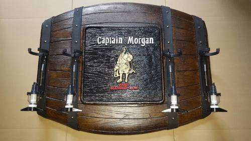 Captain Morgan Rum Flat Barrel Liquor Dispensers with 4 Optic Sets. Brand New. Collections Allowed.