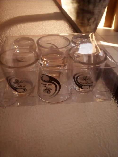 SHARKS RUGBY 6-SHOOTER GLASSES GIFT PACK. Collections are allowed.