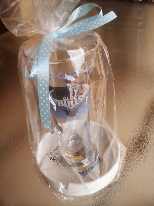 Blue Bulls Rugby Flared Pilsener Glass and Ceramic Ashtray Gift Pack. Collections Are Allowed.