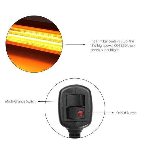 Orange Yellow Amber Vehicle LED Double Side Strobe Flash Light Bar 60cm. Collections allowed.