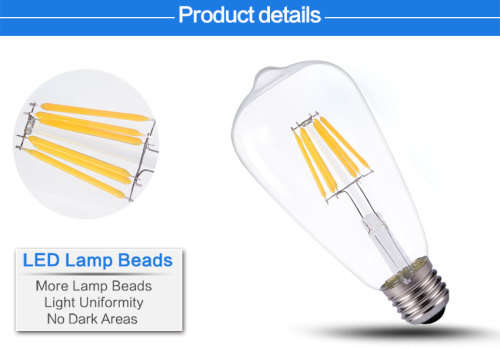 Warm White LED Light Bulbs: Filament Vintage ST64 Design Retro Light Bulbs. Collections Are Allowed.