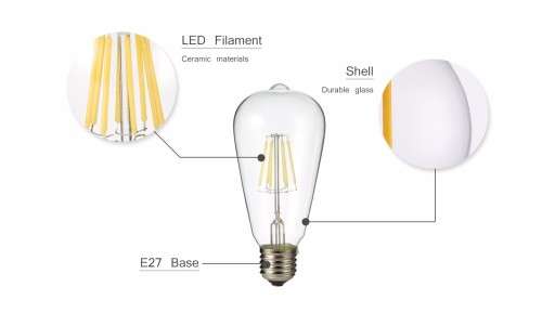 Warm White LED Light Bulbs: Filament Vintage ST64 Design Retro Light Bulbs. Collections Are Allowed.