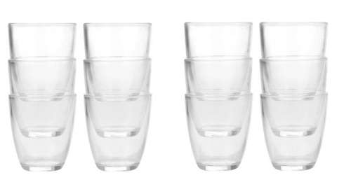 Clear Shot Glasses: Double Tot 50ml Pack of 12. Collections are allowed.