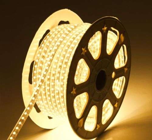 100m Warm White 220V LED Strip Light Complete Kit With Connector Plug + End Cap. Collections Allowed