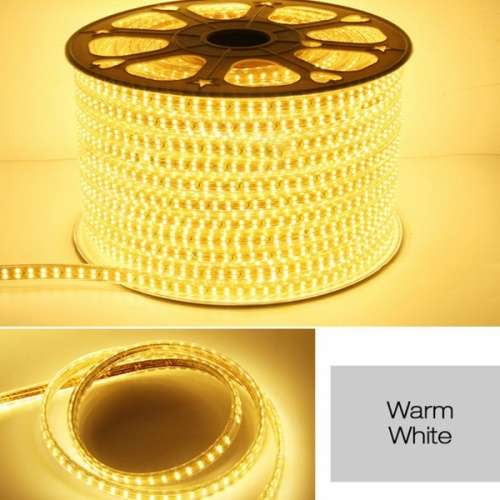 100m Warm White 220V LED Strip Light Complete Kit With Connector Plug + End Cap. Collections Allowed
