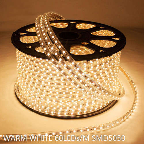 100m Warm White 220V LED Strip Light Complete Kit With Connector Plug + End Cap. Collections Allowed