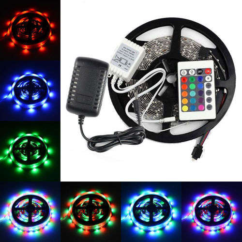 Remote Controlled RGB LED Strip Lights: 5-metre RGB Rolls with Adapter + Driver. Collections Allowed