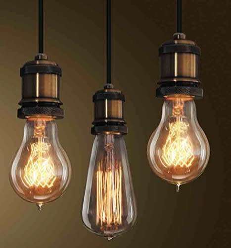 Light Pendant Ceiling Fittings + Bulbs: Retro Vintage Antique Edison E27. Collections are allowed.