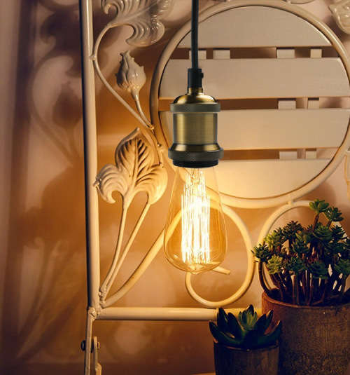 Light Pendant Ceiling Fittings + Bulbs: Retro Vintage Antique Edison E27. Collections are allowed.