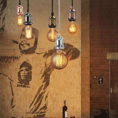 Light Pendant Ceiling Fittings + Bulbs: Retro Vintage Antique Edison E27. Collections are allowed.