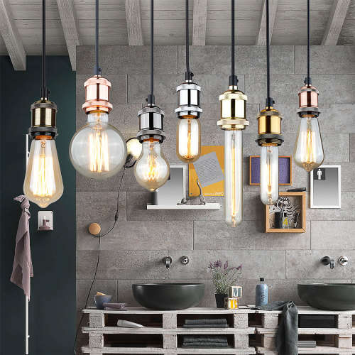 Light Pendant Ceiling Fittings + Bulbs: Retro Vintage Antique Edison E27. Collections are allowed.