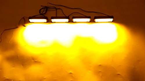 Amber Orange Yellow 4in1 Vehicle LED Cluster Strobe Flash Light Bar Kit. Collections are allowed.
