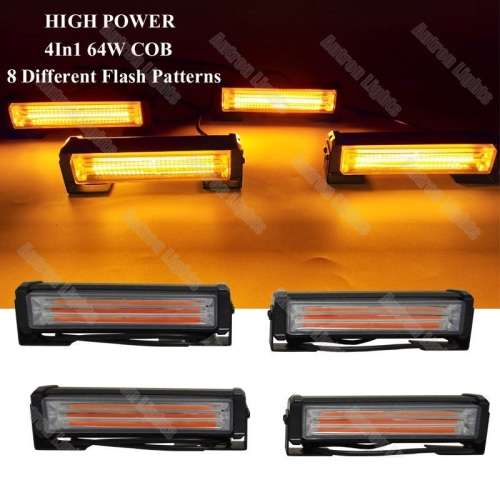Amber Orange Yellow 4in1 Vehicle LED Cluster Strobe Flash Light Bar Kit. Collections are allowed.