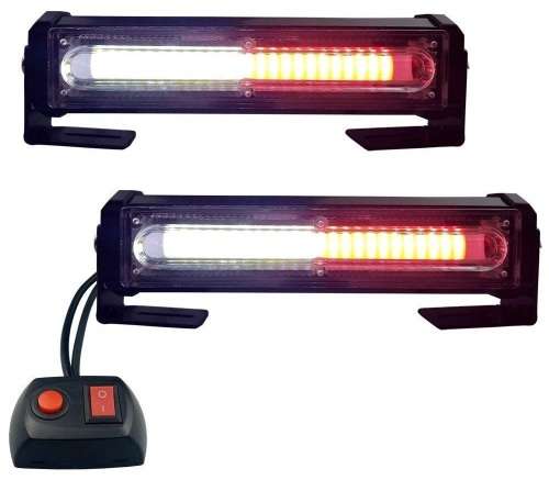 Red + White COB LED Emergency Warning Flash Cluster Strobe Grille Lights 12V. Collections Allowed.