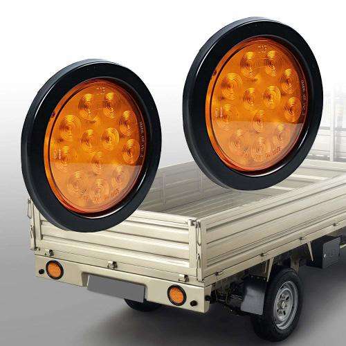 Pair Of LED Tail / Stop / Brake Lights: Round DC12V ~ 24V Amber / Orange. Collections Are Allowed.