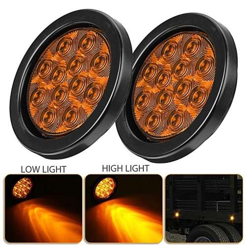 Pair Of LED Tail / Stop / Brake Lights: Round DC12V ~ 24V Amber / Orange. Collections Are Allowed.