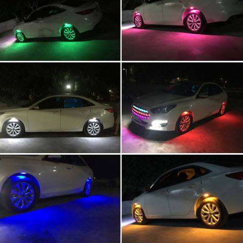 LED Car Wheels Tyre RGB MultiColour Styling Lights With Remote Control. Collections allowed.