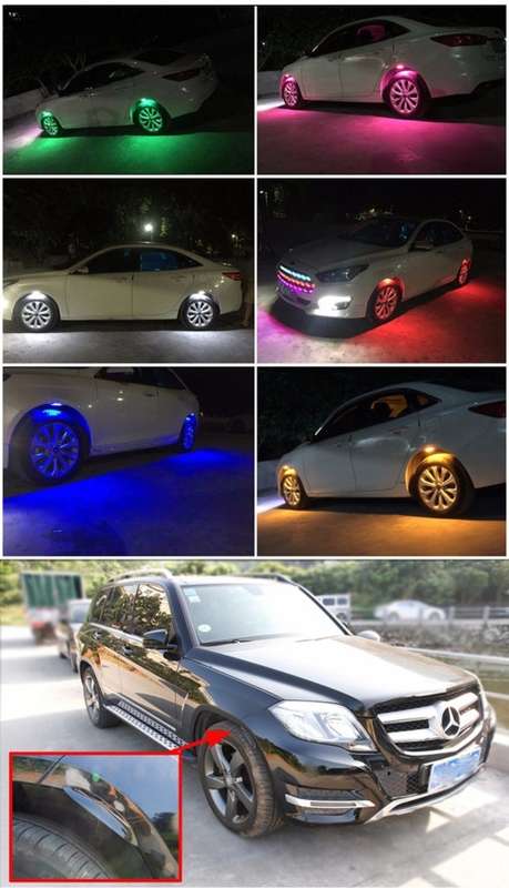 LED Car Wheels Tyre RGB MultiColour Styling Lights With Remote Control. Collections allowed.