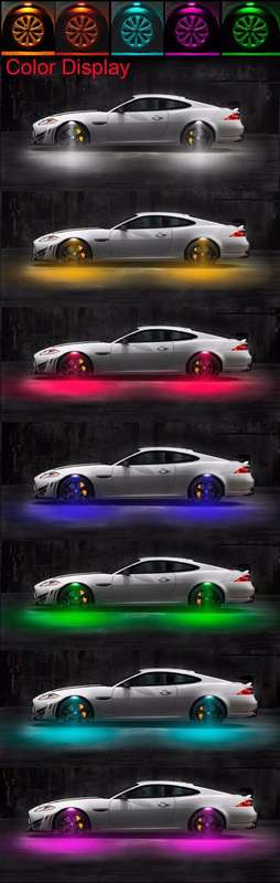 LED Car Wheels Tyre RGB MultiColour Styling Lights With Remote Control. Collections allowed.