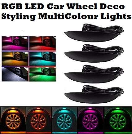 LED Car Wheels Tyre RGB MultiColour Styling Lights With Remote Control. Collections allowed.