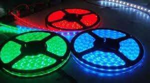LED STRIP LIGHTS: 5-METRE ROLLS IN WHITE, RED, GREEN, BLUE.