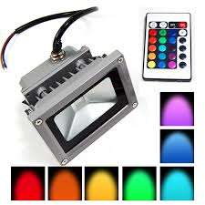 MultiColour LED RGB Floodlight + 24-Key Multi-Colour IR Remote Control.Collections allowed.
