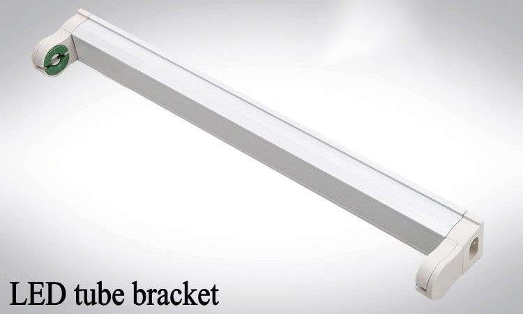 LED T8 FLUORESCENT TUBE LIGHTS FITTINGS: SINGLE OPEN CHANNEL BRACKETS 4ft 1200mm WITH CONNECTORS