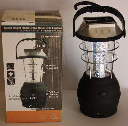 PORTABLE SOLAR RECHARGEABLE BRIGHT 36 LED HAND CRANK DYNAMO LANTERN