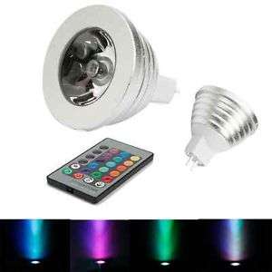 LED Light Bulbs: MultiColour MR16 3W 12V Spotlight/Downlight + Remote Control. Collections allowed.