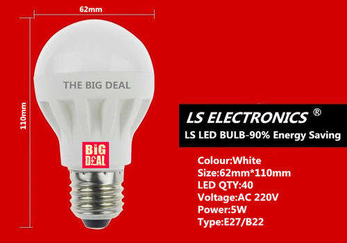 LED LIGHT BULBS: 5W LED 220V E27 LIGHT BULB