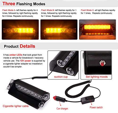 LED Windscreen Amber Vehicle Strobe Flash Dashboard Light. Collections are allowed.