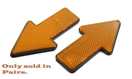 2pcs Yellow Plastic Arrow Shape Vehicle Reflector Reflective Plate Decals. Collections Are Allowed.