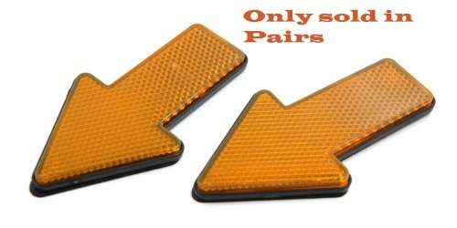 2pcs Yellow Plastic Arrow Shape Vehicle Reflector Reflective Plate Decals. Collections Are Allowed.