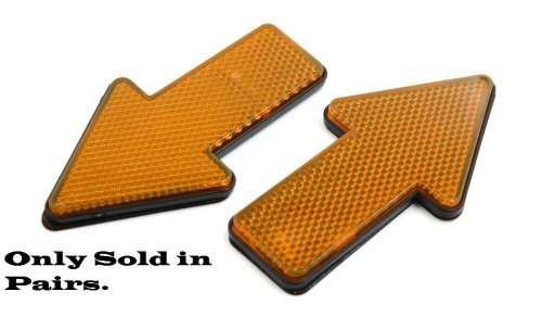 2pcs Yellow Plastic Arrow Shape Vehicle Reflector Reflective Plate Decals. Collections Are Allowed.