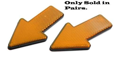 2pcs Yellow Plastic Arrow Shape Vehicle Reflector Reflective Plate Decals. Collections Are Allowed.