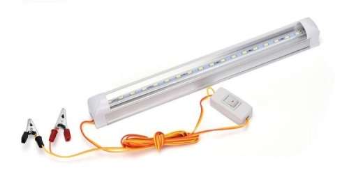 LED Fluorescent Tube Light: 12V Clear Cover Complete with Wiring. Collections allowed