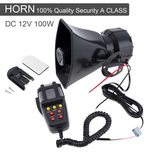 12V Car Vehicle Alarm Siren Horn with Loudspeaker Microphone. Collections Are Allowed.