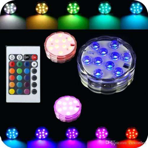 Waterproof RGB LED MultiColour Remote Controlled Submersible Lamp. Collections are allowed.