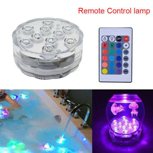 Waterproof RGB LED MultiColour Remote Controlled Submersible Lamp. Collections are allowed.