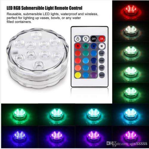 Waterproof RGB LED MultiColour Remote Controlled Submersible Lamp. Collections are allowed.