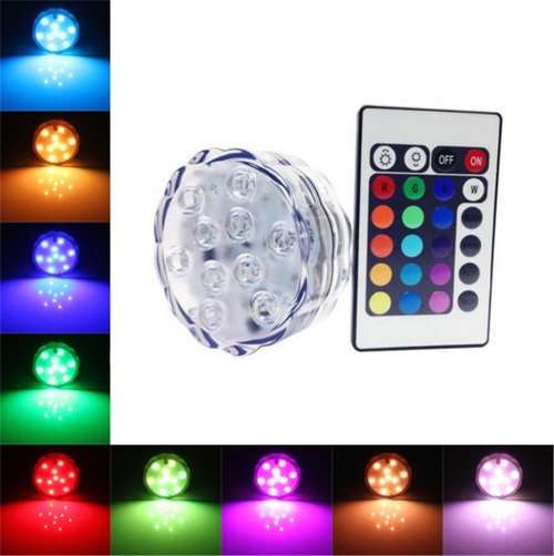 Waterproof RGB LED MultiColour Remote Controlled Submersible Lamp. Collections are allowed.