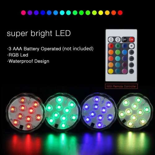 Waterproof RGB LED MultiColour Remote Controlled Submersible Lamp. Collections are allowed.