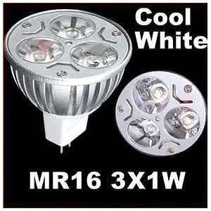 3W 12V MR16 Cool White LED Light Bulbs, Downlights/Spotlights. Aluminium Shell. Collections Allowed.