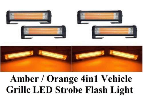 Amber Orange Yellow 4in1 Vehicle LED Cluster Strobe Flash Light Bar Kit. Collections are allowed.