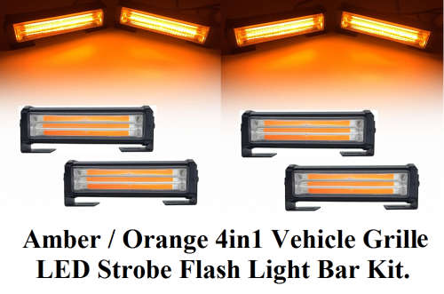 Amber Orange Yellow 4in1 Vehicle LED Cluster Strobe Flash Light Bar Kit. Collections are allowed.