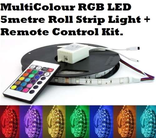 LED STRIP LIGHTS 5-METRE RGB ROLLS with ADAPTER + DRIVER and REMOTE CONTROL KIT. Collections Allowed