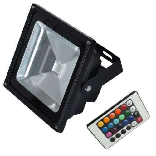 MultiColour LED RGB Floodlight: 30W 220V + IR Remote Control. Collections are allowed.